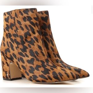 Sam Edelman Leopard Faux Hyde Heel Bootie, Sz 7.5